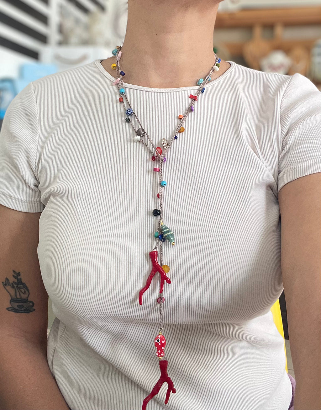 Collar Mil Vueltas Coral de Luz