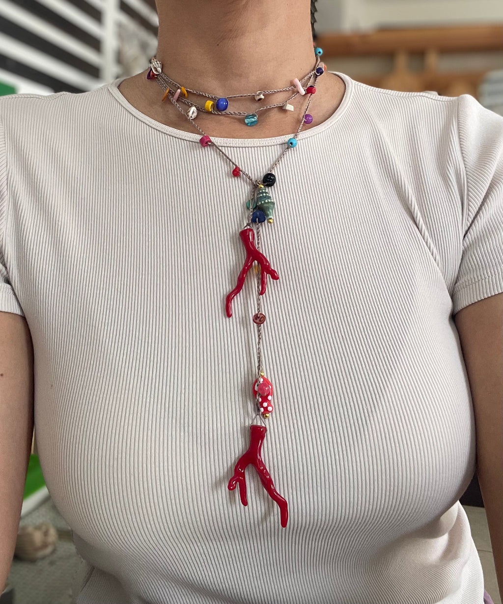 Collar Mil Vueltas Coral de Luz